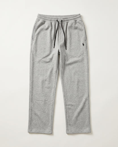 Grey cotton terry trousers, flat lay front view